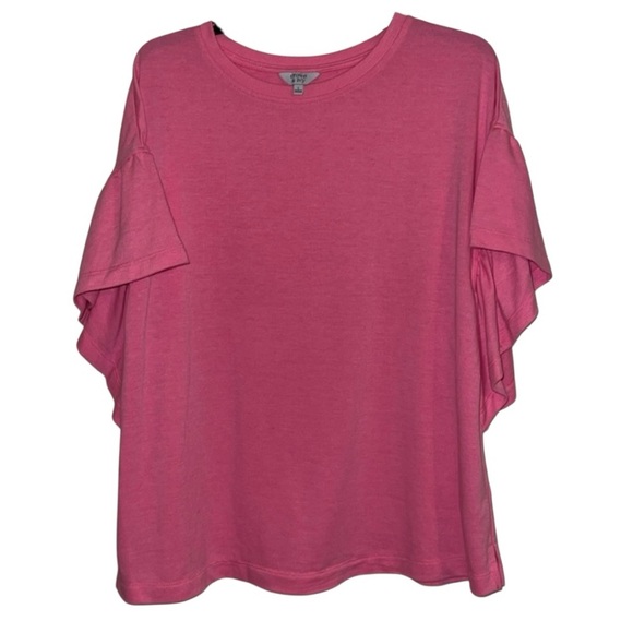 🌹CROWN & IVY PINK RUFFLE SLEEVES TOP - Picture 1 of 5